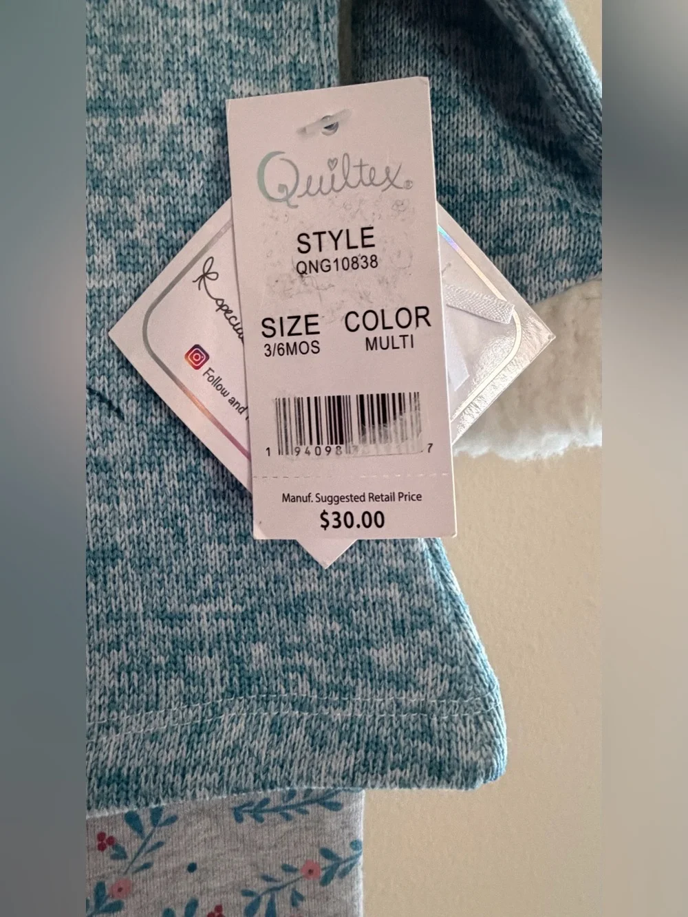 Quiltex Teal Owl Knit Top and Floral Print Leggings Pajama Set